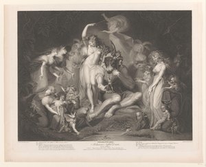 Titania og Bottom omgivet af figurer shakspeare. Midsummer Nights Dream (titel på objekt) af Pierre Simon (II)