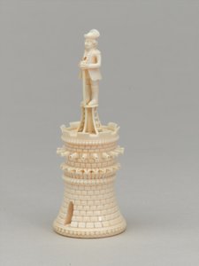 Hvidt tårn, skakbrik, Indien, 1820 ca af Pierre Simon Dequoy