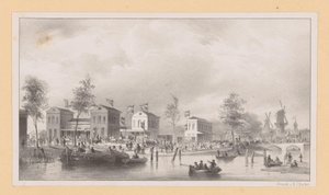 Stationsbygninger ved Rhinbanen i Amsterdam af Pierre Tetar van Elven (possibly)