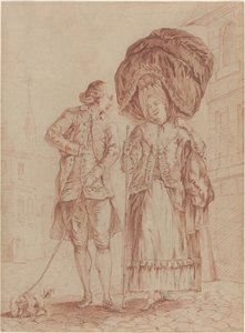 En gejstlig ledsager en dame på hendes morgenvandring af Pierre Thomas Le Clerc