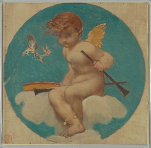 Studie for Roundel med Putto Holding Attributter of Music