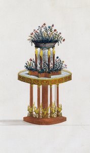 Blomsterstander i mahogni og bronze, tallerken 287, illustration fra Collection de meubles et objects de gout (Samling af møbler og smagsgenstande) af Pierre de La Mesangere