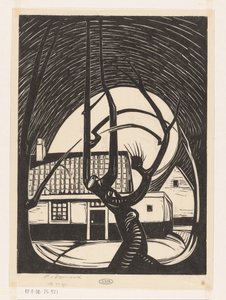 Pil foran et hus af Piet Egmond (signed by artist)