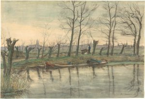 Amsterdams skyline set fra vest af Piet Mondrian