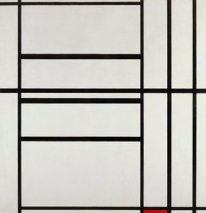 Komposition nr. 1 med gråt og rødt 1938, af Piet Mondrian (1872-1944), olie på lærred af Piet Mondrian