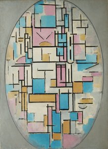 Komposition i oval med farveplaner 1 af Piet Mondrian