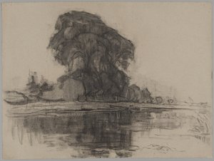 Landzicht Farm: Kompositionelt studie af Piet Mondrian