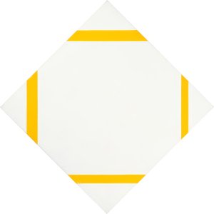 Pastillkomposition med fire gule streger af Piet Mondrian