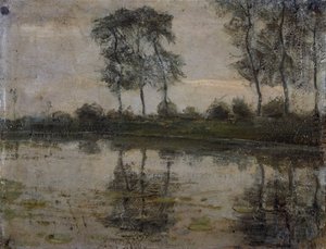 Træer ved floden Gein, af Piet Mondrian (1872-1944). Nederlandene, 20. århundrede. af Piet Mondrian