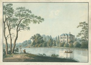 Udsigt over huset over Holland med tekuppel på Vecht i Nieuwersluis Over-Holland aan de Vecht (titel på objekt)