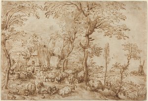 Bønder og Kvæg nær en Bondegård af Pieter Bruegel the Elder
