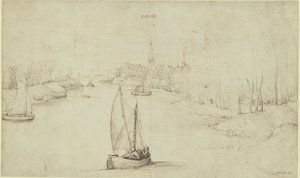 Pieter Bruegel (den ældre) - Flodlandskab Basrode (Baasrode), KdZ 5763 af Pieter Brueghel the Elder