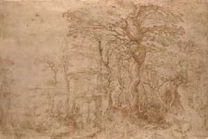 Sylvan Landskab med Fem Bjørne af Pieter Bruegel the Elder