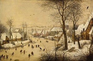 Vinterlandskab med fuglefælde af Pieter Brueghel the Elder