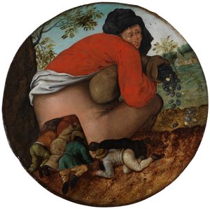 Manden med pengesækken og smigrerne af Pieter Brueghel the Younger