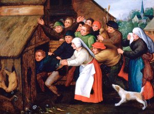 Drukken skubbes ind i svinestalden, 1564-1638 af Pieter Brueghel the Younger