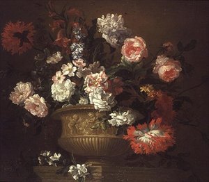 Stilleben af blomster i en urne af Pieter Casteels