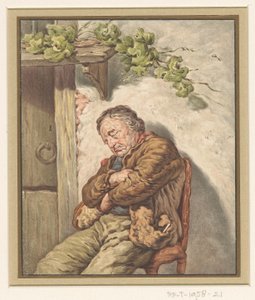 Lou bagerens tjener, sover foran huset i sollys