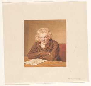 Portræt af Lourens van Schaick, der sidder og læser ved bordet