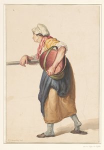 Stående kvinde med en spand under armen af Pieter Christoffel Wonder