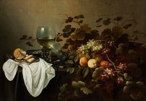 Stilleben med frugt og Roemer - Peinture de Pieter Claesz (ca. 1597-1660) - 1644 - Olie på lærred - 104,5x146 - Szepmuveszeti Muzeum, Budapest af Pieter Claesz