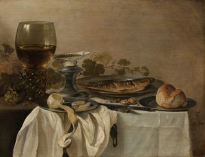 Stilleben med en fisk af Pieter Claesz