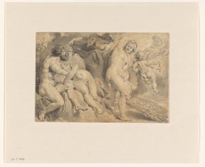 Ixion bedraget af Zeus og Hera Ixion omfavner skyen Nephele, som har taget form af Hera af Pieter Claesz. Soutman (rejected attribution)