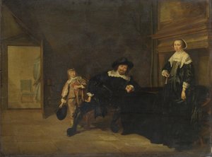 Portræt af en mand, en kvinde og en dreng i et værelse, 1640