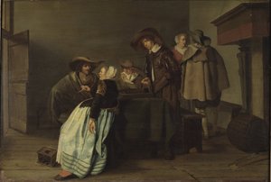 Une samtale - En samtale, af Codde, Pieter (1599-1678). Olie på lærred af Pieter Codde