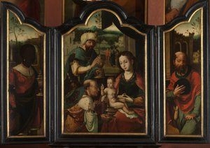 Triptykon med tilbedelse af vismændene af Pieter Coecke van Aelst (I) (workshop of)