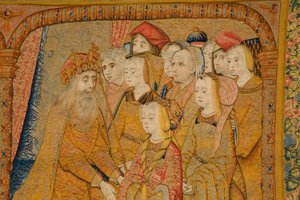 flamsk gobelin. Bebudelse. Detalje, ca. 1502-04 (guld, sølv, silke og uld) af Pieter Coecke van Aelst