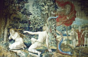 Firenze. Adam og Eva efter syndefaldet, Bruxelles Tapestry, 1548, 20. århundrede af Pieter Coecke van Aelst