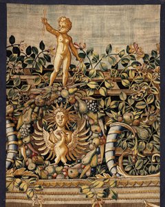 Vertumnus og Pomona: Vertumnus forvandlet til en fisker, ca. 1550 (guld, uld og silke) af Pieter Coecke van Aelst