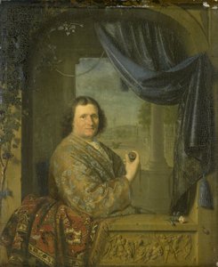 Portræt af en mand med et ur af Pieter Cornelisz. van Slingelandt
