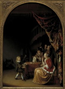 Scene fra et velhavende hollandsk hjem af Pieter Cornelisz. van Slingelandt