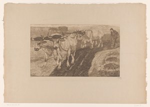 Pløjning af okser af Pieter Dupont (signed by artist)