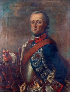 Frederik II af Preussen, kendt som Frederik den Store - Portræt af Frederik II af Preussen (1712-1786) af Pieter Frederik De la Croix (1709-1782), - Olie på lærred, 51x39 - Privat samling af Pieter Frederik de la Croix