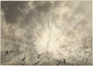 Krudtkatastrofen i Leiden den 12. januar 1807 af Pieter Gerardus van Os (signed by artist)