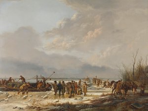 Bryde isen på kærnemælksgrøften, Naarden, januar 1814