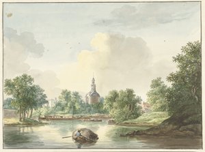 Hogewoerdse Poort i Leiden set fra Singel af Pieter Gerardus van Os