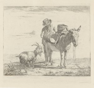 Mand med en flok muldyr og en ged af Pieter Gerardus van Os