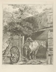 To heste i en lade af Pieter Gerardus van Os