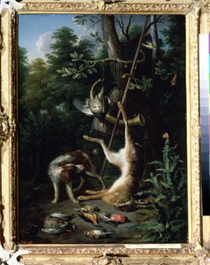 ""Jaghund og fuglevildt"" (Hund og fuglevildt) Maleri af Peter Gysels (1621-1691) 1600-tallet. Pushkin Museum, Moskva