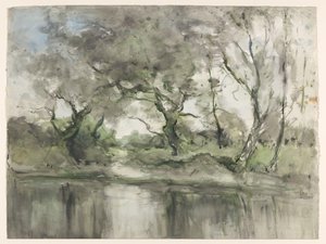 Træer ved havnefronten af Pieter H.J.J. Ras (signed by artist)
