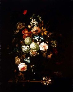 Stilleben med blomster i en glasvase af Pieter Hardime