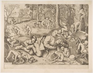 Købmanden røvet af aber, 1562 af Pieter Heyden van der