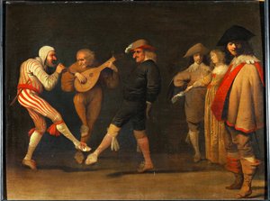 Dansende komikere af Pieter Jansz. Quast