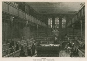 Interiør af House of Commons, Westminster, London af Pieter Jansz. Quast