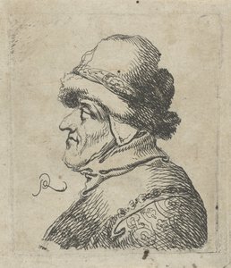 Leder af en gammel mand med hat af Pieter Jansz Quast