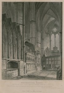 Udsigt over det sydlige kirkeskib med Sebert-monumentet, Westminster Abbey af Pieter Jansz. Quast